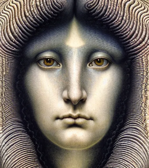 Image similar to detailed realistic beautiful limpet goddess face portrait by jean delville, gustave dore, iris van herpen and marco mazzoni, art forms of nature by ernst haeckel, art nouveau, symbolist, visionary, gothic, neo - gothic, pre - raphaelite, fractal lace, intricate alien botanicals, ai biodiversity, surreality, hyperdetailed ultrasharp octane render