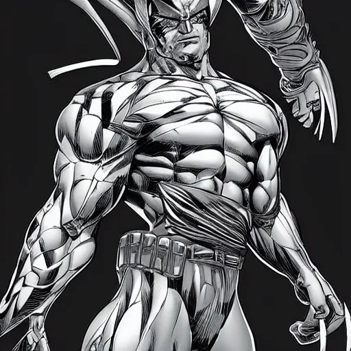 Image similar to wolverine cyborg, highly detailed comic book art