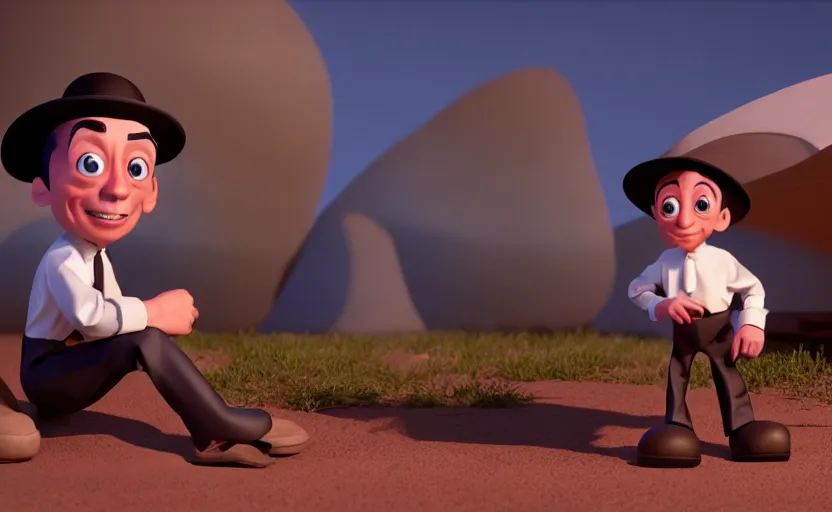 Prompt: buster keaton in disney pixar style, volumetric lighting, octane render, unreal engine, very detailed