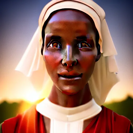 Image similar to photographic portrait of a stunningly beautiful renaissance ethiopian nun female in soft dreamy light at sunset, contemporary fashion shoot, by edward robert hughes, annie leibovitz and steve mccurry, david lazar, jimmy nelsson, breathtaking, 8 k resolution, extremely detailed, beautiful, establishing shot, artistic, hyperrealistic, beautiful face, octane render