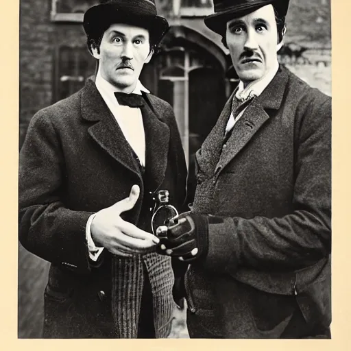 Image similar to b & w portrait of sherlock holmes and dr. watson, the adventure of the speckled band