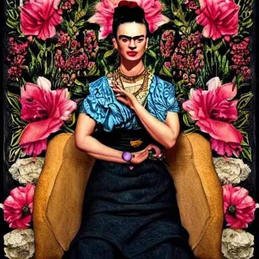 Image similar to frida kahlo, trending on art station, creative, cinematic, ultra detailed