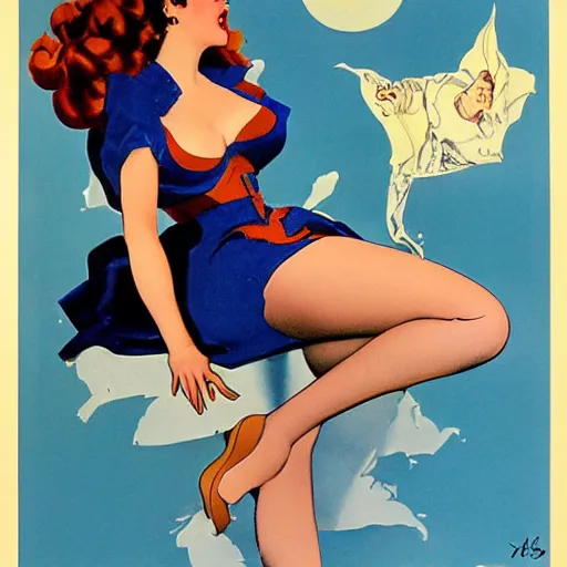Image similar to a pinup by alberto vargas.