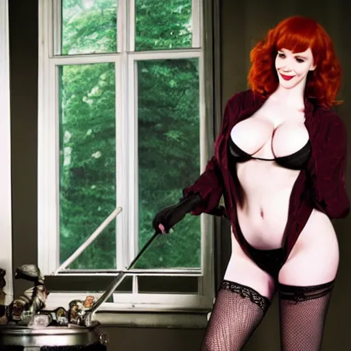 Image similar to christina hendricks riding pole,