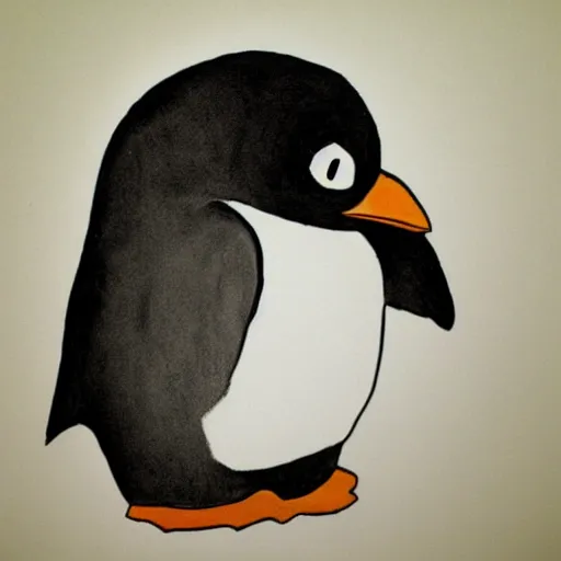 Prompt: cave art drawing of Tux Linux penguin, digital art, trending