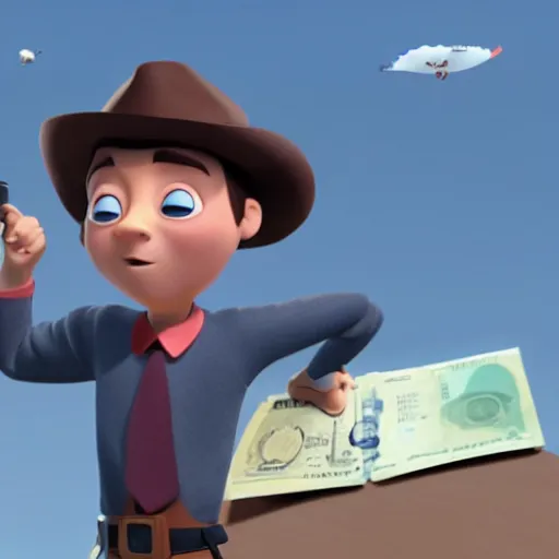 Image similar to bank thief, pixar style