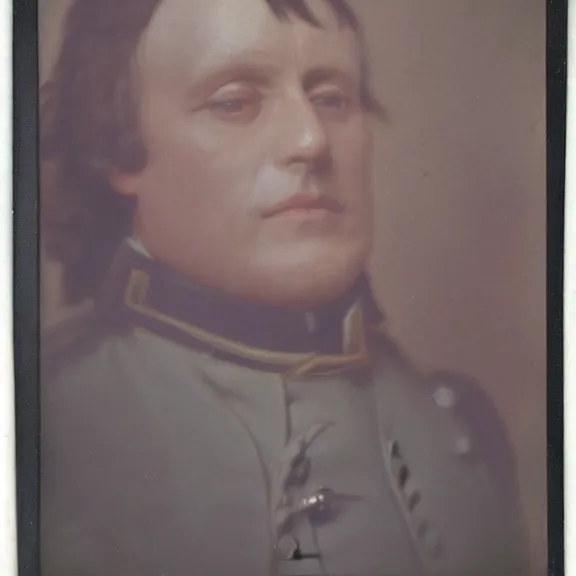 Prompt: color polaroid from 18th century france of napoleon bonaparte candid shot by Tarkovsky