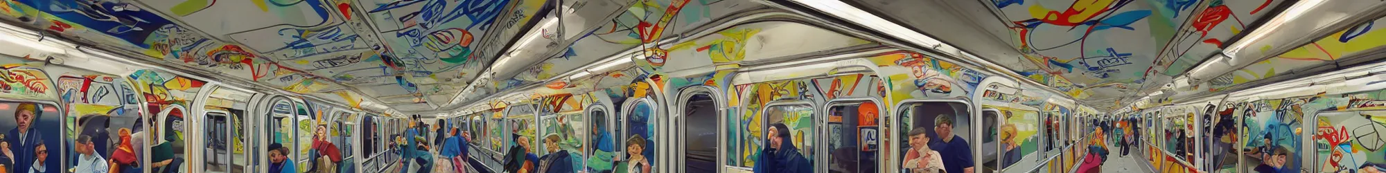Image similar to full train graffiti showing retrofuturism escher motif