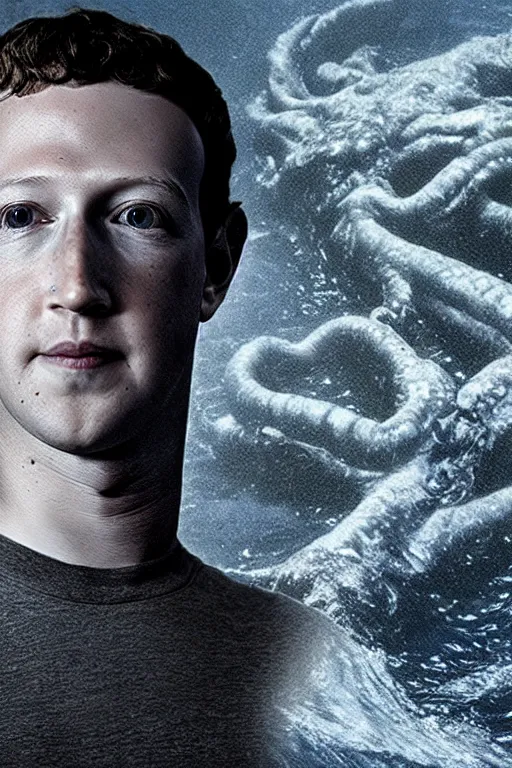 Prompt: mark zuckerberg as a fantastic lovecraftian sea creature, photorealistic, cinematic lighting, highly detailed, by guillermo del toro