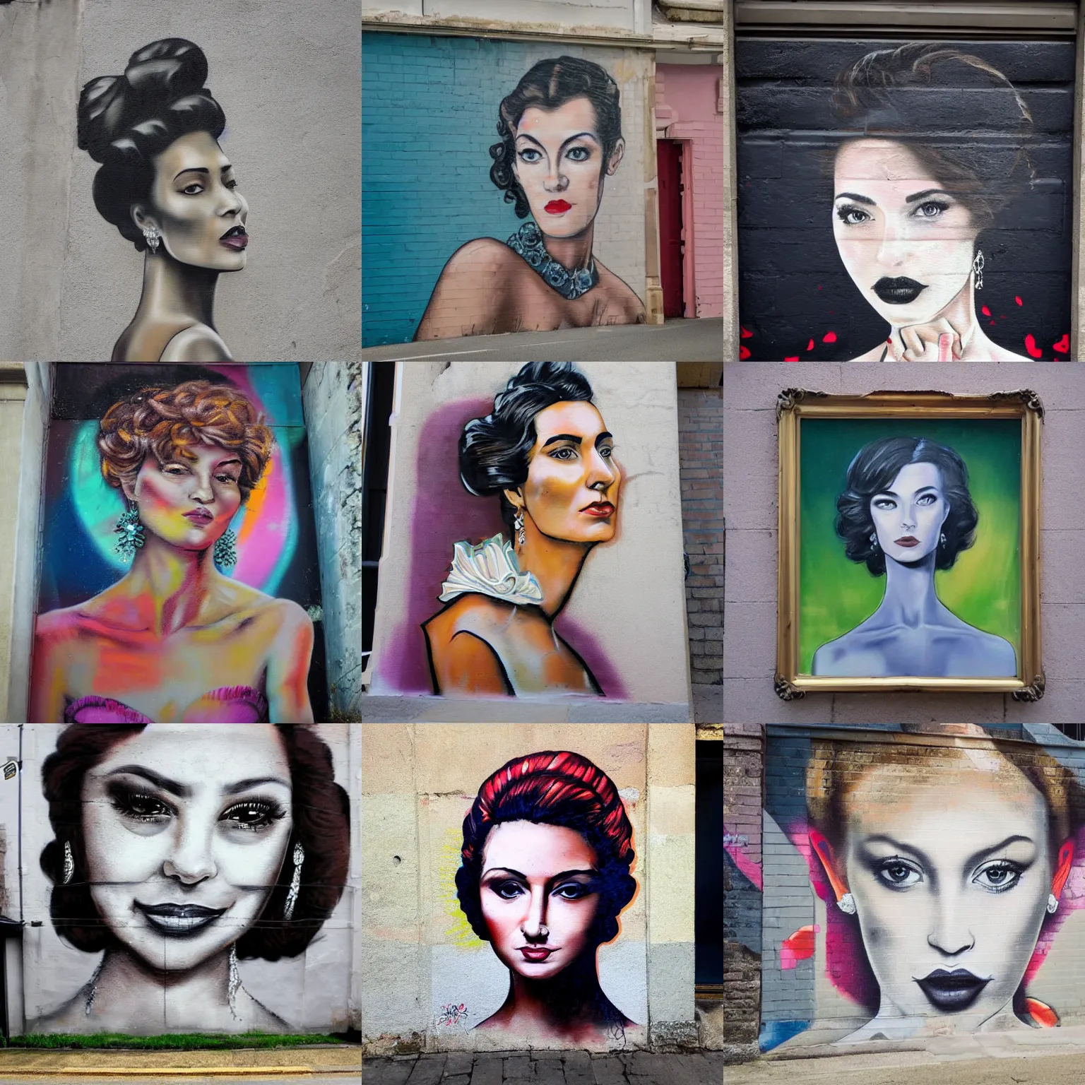 Prompt: a portrait of an elegant lady, street art