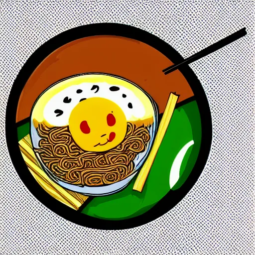 Image similar to Bowl of ramen in the style of a comic book