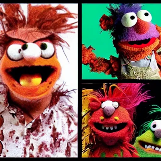 Image similar to zombie fraggle rock muppets, family photo of zombie muppets, dawn of the dead ( 1 9 7 8 ), photo from the 7 0 s