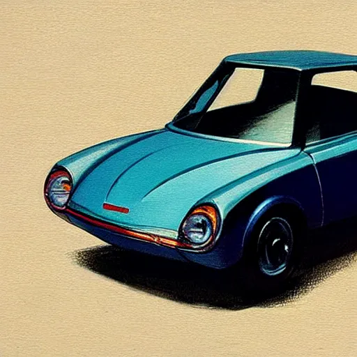 Prompt: concept art of a teeny tiny car, painted by syd mead, high quality