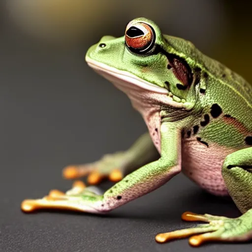 Image similar to An old photo of a sophisticated frog in a nice suit