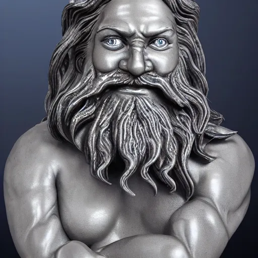 Image similar to a flawless, purely water spirit sculpture of a man with long hair, with trimmed beard, smiling widely. water spirit statue, extremely detailed, award-winning art, trending on Artstation