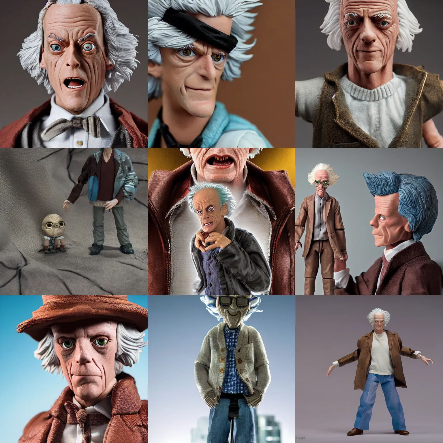 Prompt: mid shot of a neca action figure christopher lloyd emmett brown, depth of field, zeiss lens, detailed, symmetrical, centered, fashion photoshoot, by nicoletta ceccoli, mark ryden, lostfish, earl nore, hyung tae, frank frazetta, breathtaking, 8 k resolution, extremely detailed, beautiful, establishing shot, artistic, hyperrealistic, octane render