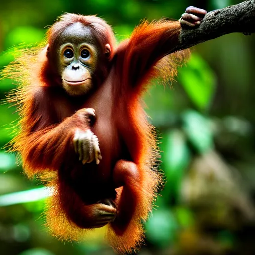 Image similar to pixel art of a baby orangutan 4 k, high resolution, still, landscape, hd, dslr, pixel art