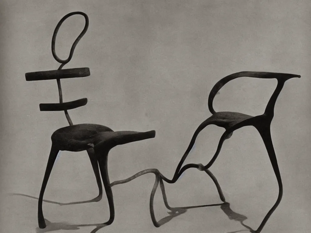 Image similar to modernist chair with bread. karl blossfeldt, salvador dali