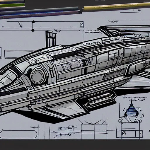 Prompt: Jimmy Neutron making blueprint of ultramodern spaceship, boy, very realistic digital art, trending on artstation,