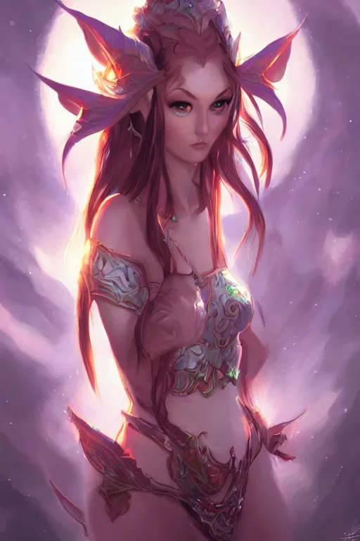 Image similar to a beautiful elf woman by wlop and ross tran
