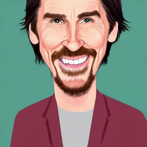 Prompt: caricature of christian bale, professional, silly