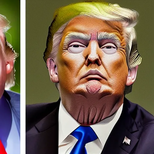 Image similar to donald trump is a reptilian, fantasy art, highly detailed portrait