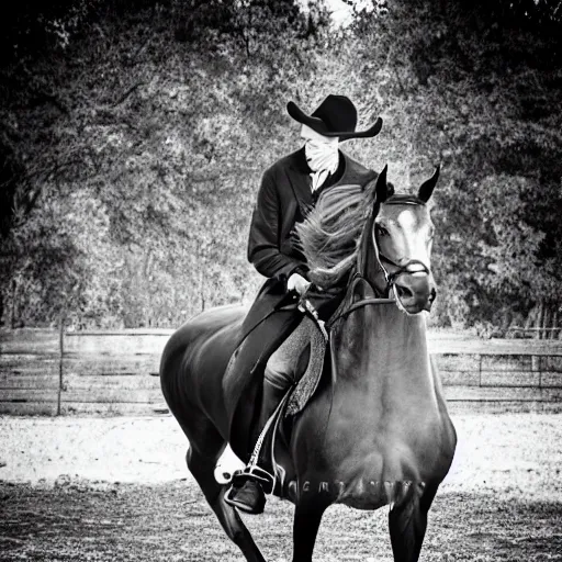 Image similar to portrait of nosferatu riding a horse, sport photography, 5 0 mm lens