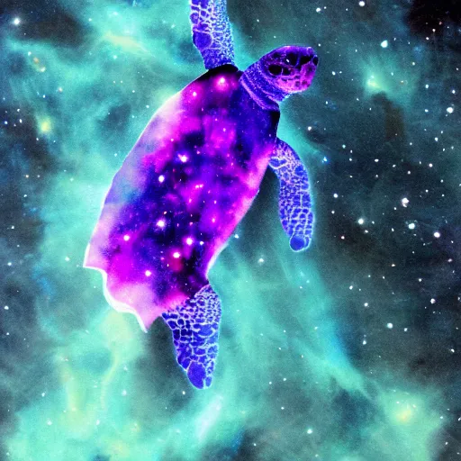 Prompt: Nebula in the form of a Turtle