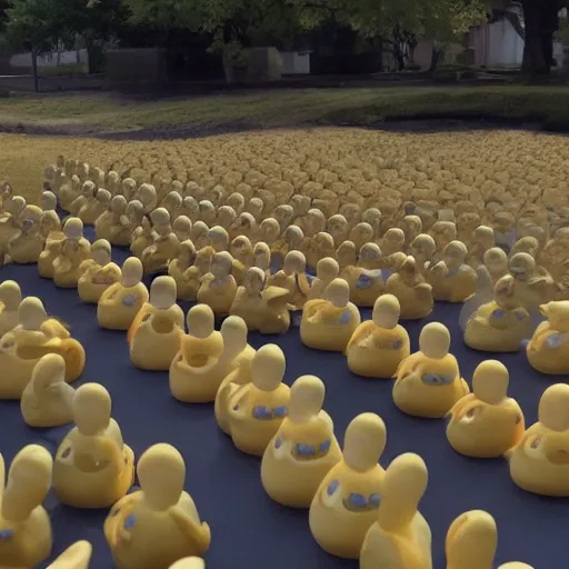 Prompt: An army of rubber ducks