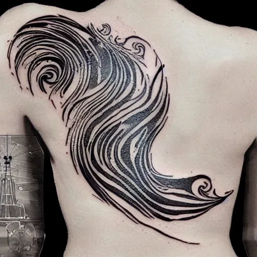 Prompt: tattoo design, stencil, fine line art, seal coming out of water with ripples, artgerm n - 4