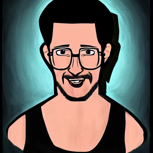 Image similar to markiplier in a dark dungeon digital painting art