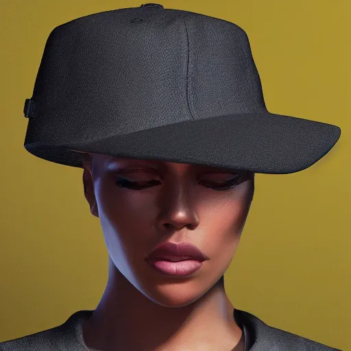 Image similar to a yeezy style hat from the year 2 0 4 0, highly detailed, epic lighting, hyper photorealism, low angle, trending on artstation 8 k