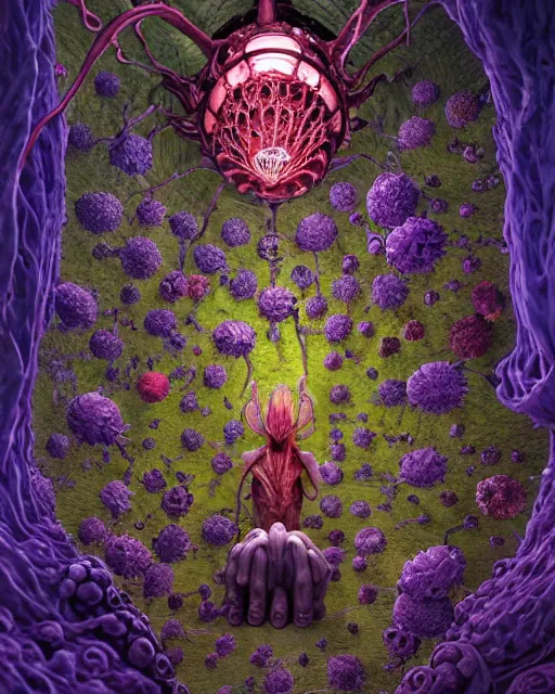 Image similar to the platonic ideal of flowers, rotting, insects and praying of cletus kasady carnage thanos dementor doctor manhattan chtulu mandelbulb mandala ponyo bioshock davinci heavy rain, d & d, fantasy, ego death, decay, dmt, psilocybin, art by greg rutkowski and steve mccurry and giuseppe arcimboldo