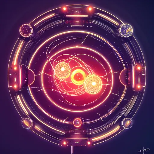 Image similar to horizontal centered electron tube with rings around it, glowing, fantasy, networking, camera shutter, singularity, circuitry, explosion, dramatic, intricate, elegant, highly detailed, digital painting, network, artstation, concept art, smooth, sharp focus, illustration, octane render