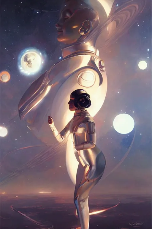 Image similar to space, buddhism, futurism, painting by greg rutkowski, j. c. leyendecker, artgerm