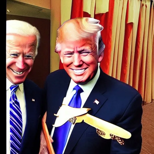 Image similar to “Anime Joe Biden locking swords with anime Donald Trump”