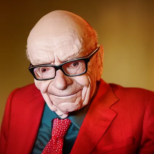 Image similar to Rupert Murdoch as The Joker, Rupert Murdoch, satan, portrait photography, depth of field, bokeh