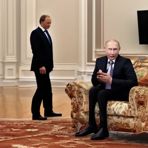 Image similar to putin playing with playstation 5