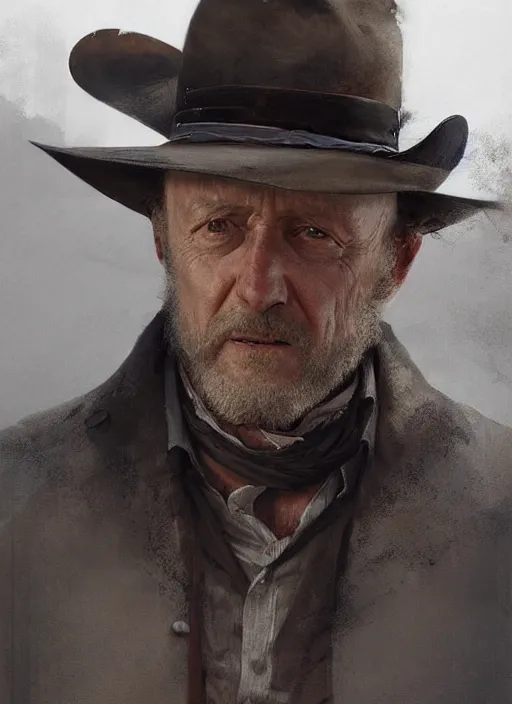 Image similar to jonathan banks as a cowboy, elegant, digital painting, concept art, smooth, sharp focus, illustration, from red dead redemption by ruan jia and mandy jurgens and artgerm and william - adolphe bouguerea