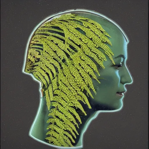 Image similar to my head got replaced with saturn, my mom is going to be so mad, by john philip falter, trending on artstation a seahorse made out of ferns and fractal patterns, 8 k resolution