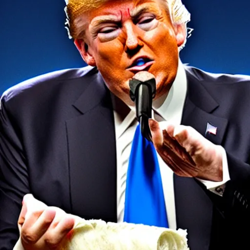 Image similar to donald trump eating toilet paper