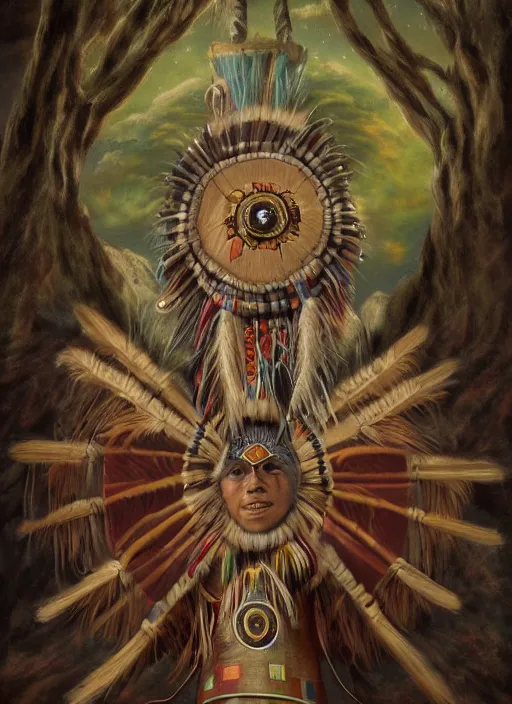 Image similar to indigenous shamanic drum, fantasy art, matte painting