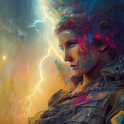 Prompt: detailed photo of valhalla, 8 k, by tristan eaton, stanley artgermm, tom bagshaw, greg rutkowski, carne griffiths, trending on deviantart, hyper detailed, glorious lighting, full of color, dramatic lightning