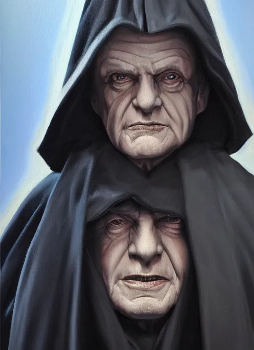 Prompt: oil painting of darth sidious, ian mcdiarmid, from star wars, symmetrical!!! star wars portrait, art by greg rutowski!!, trending on artstation