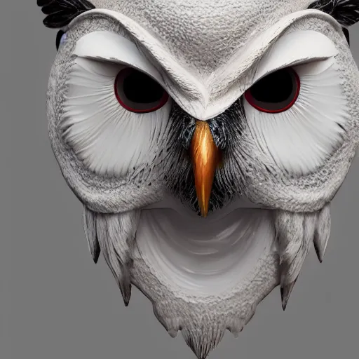 Image similar to a 3 d render of an owl mask, octane render, unreal engine, hyper realistic, detailed