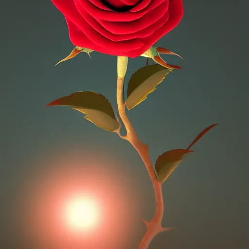 Prompt: a blood red rose blooming at night under the full moon 8 k hyperrealism night time full moon scene