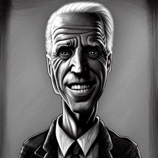 Image similar to michael karcz grunge drawing of joe biden. , in the style of corpse bride, loony toons style, horror themed, detailed, elegant, intricate, trending on artstation, 4k