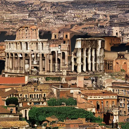 Prompt: sprawling gothic city of Ancient Rome in HD; trending on arstation