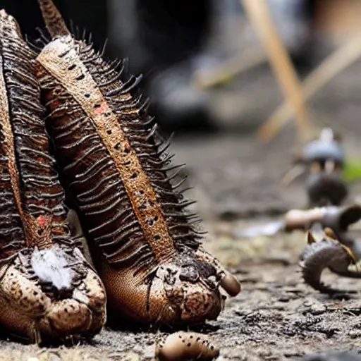 Image similar to shoes made from giant ants and maggots