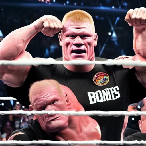 Prompt: john cena and brock lesnar with detailed face